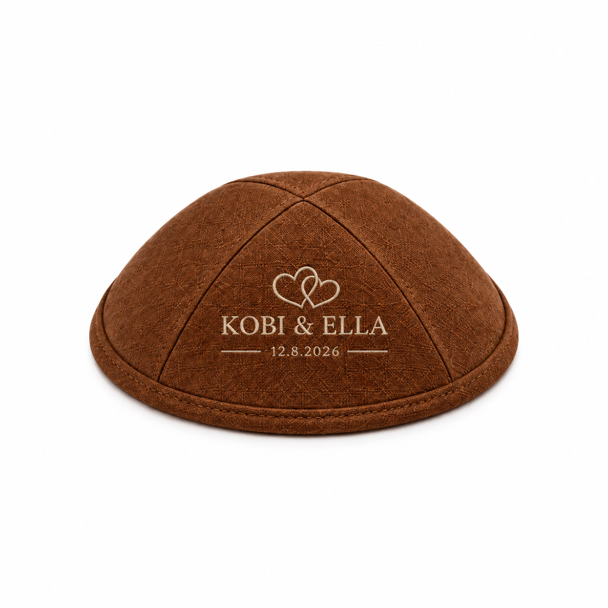 Brown Canvas Linen Custom Kippah