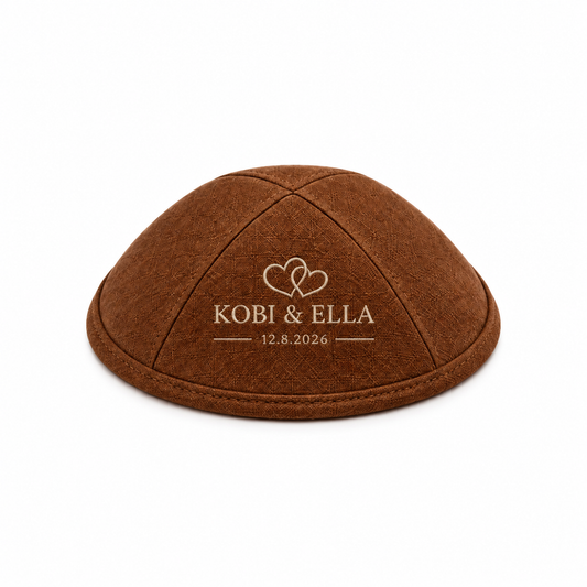 Brown Canvas Linen Custom Kippah