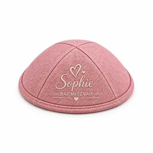 Pink Canvas Linen Custom Kippah
