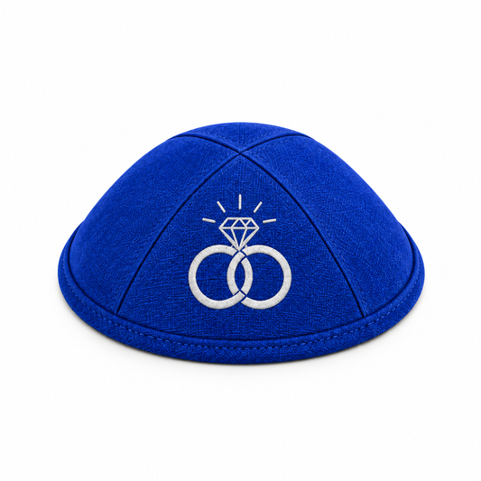 Royal Blue Canvas Linen Custom Kippah