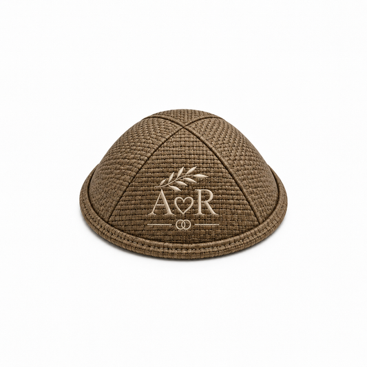 Brown Burlap Custom Kippah