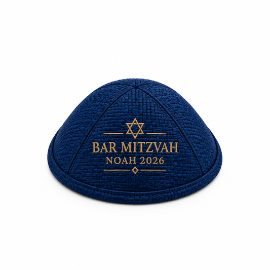 Navy Blue Burlap Custom Kippah