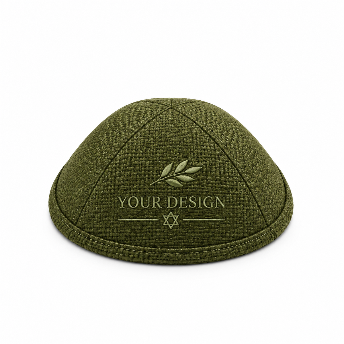 Olive Burlap Custom Kippah