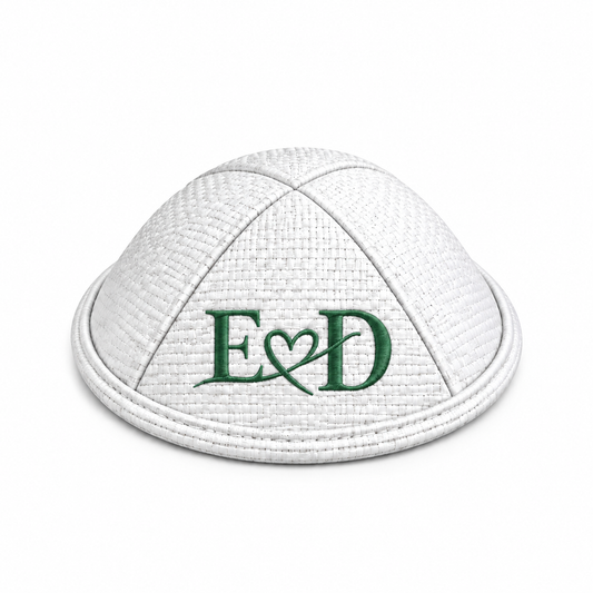 White Burlap Custom Kippah